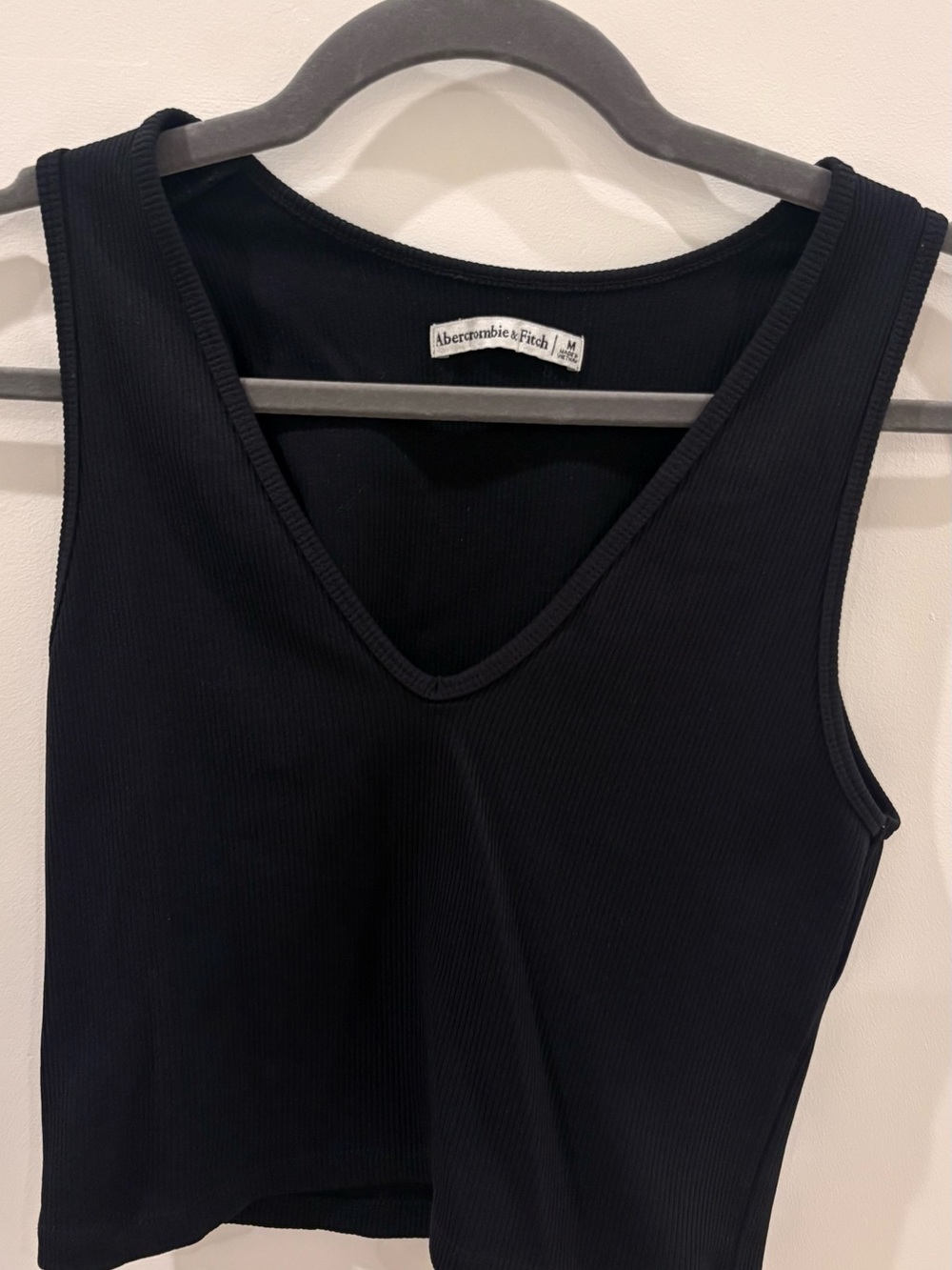 Abercrombie & Fitch Black Ribbed V-Neck Tank Top